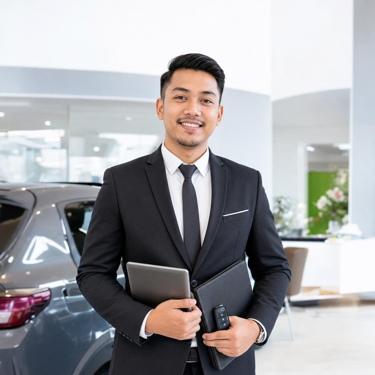 Professional Perodua sales advisor in showroom